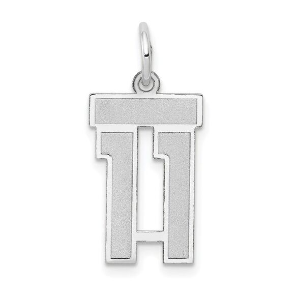 14k White Gold, Jersey Collection, Small Number 11 Pendant - Picture 1 of 5